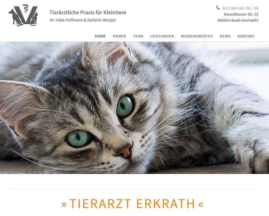 Website: Tierärztliche Praxis für Kleintiere Erkrath