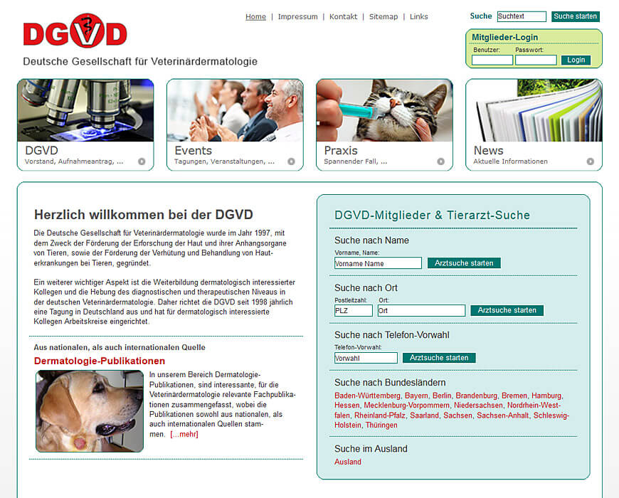 Website: Deutsche Gesellschaft für Veterinärdermatologie