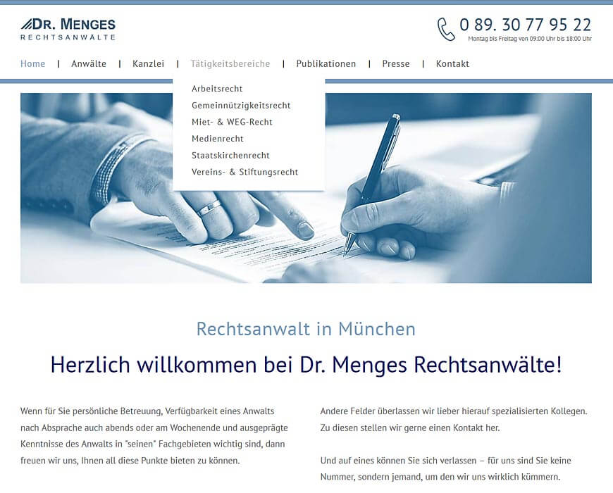 Website: Dr. Menges Rechtsanwälte 
